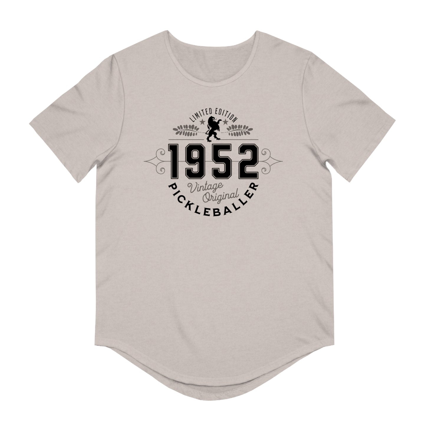 VINTAGE PICKLEBALLER 1952 (FRONT & BACK) - Men's Curved-Hem Jersey T-Shirt