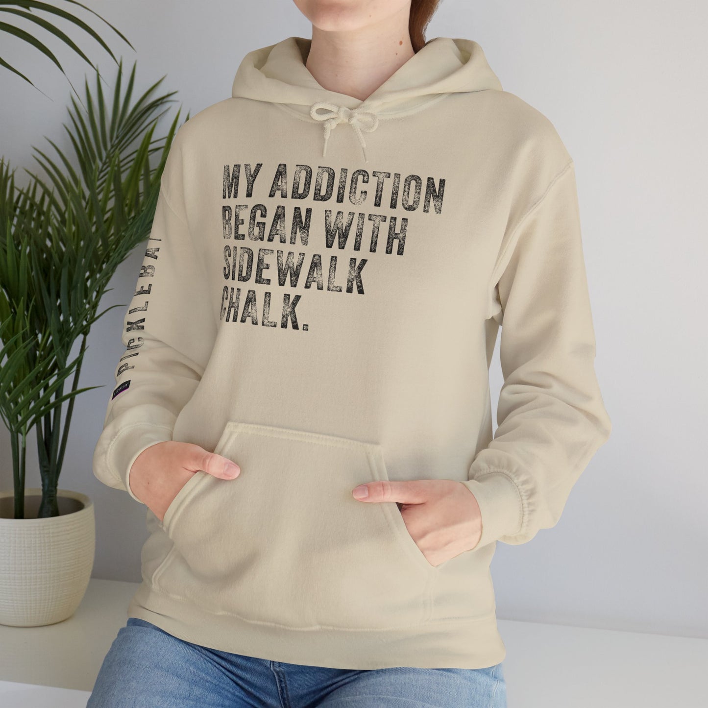 MY ADDICTION BEGAN WITH SIDEWALK CHALK, Unisex Heavy Blend™ Hooded Sweatshirt