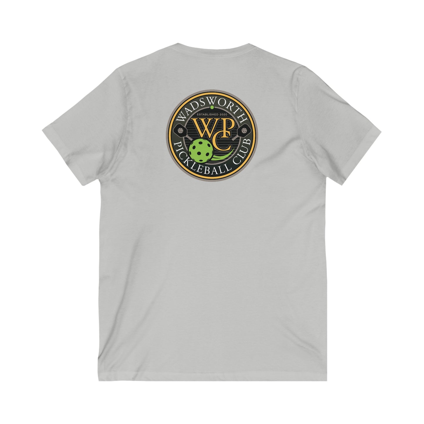 WPC COLOR VERTICAL LOGO (FRONT & LOGO BACK) - Unisex Jersey Short Sleeve V-Neck Tee