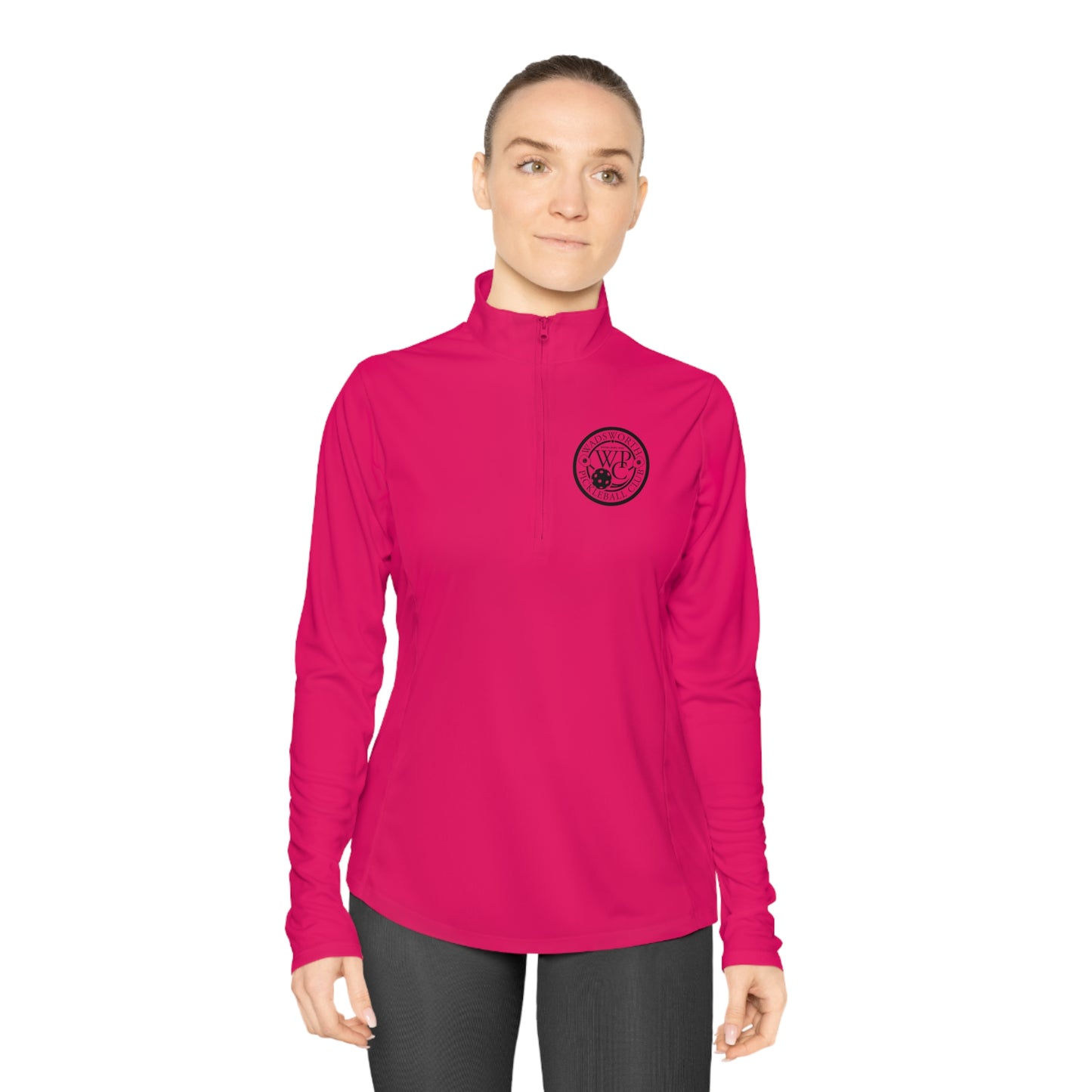 WPC BLACK-WHITE LOGO LADIES SPORT-TEK (FRONT & PICKLEBALL BACK) - Ladies Quarter-Zip Pullover