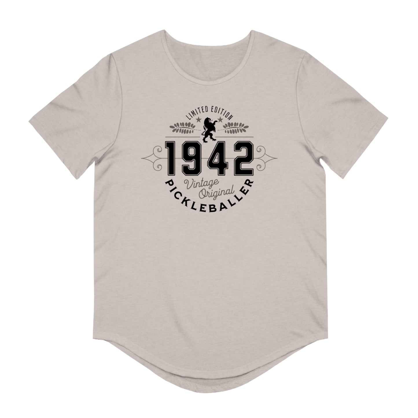 VINTAGE PICKLEBALLER 1942 (FRONT & BACK) - Men's Curved-Hem Jersey T-Shirt