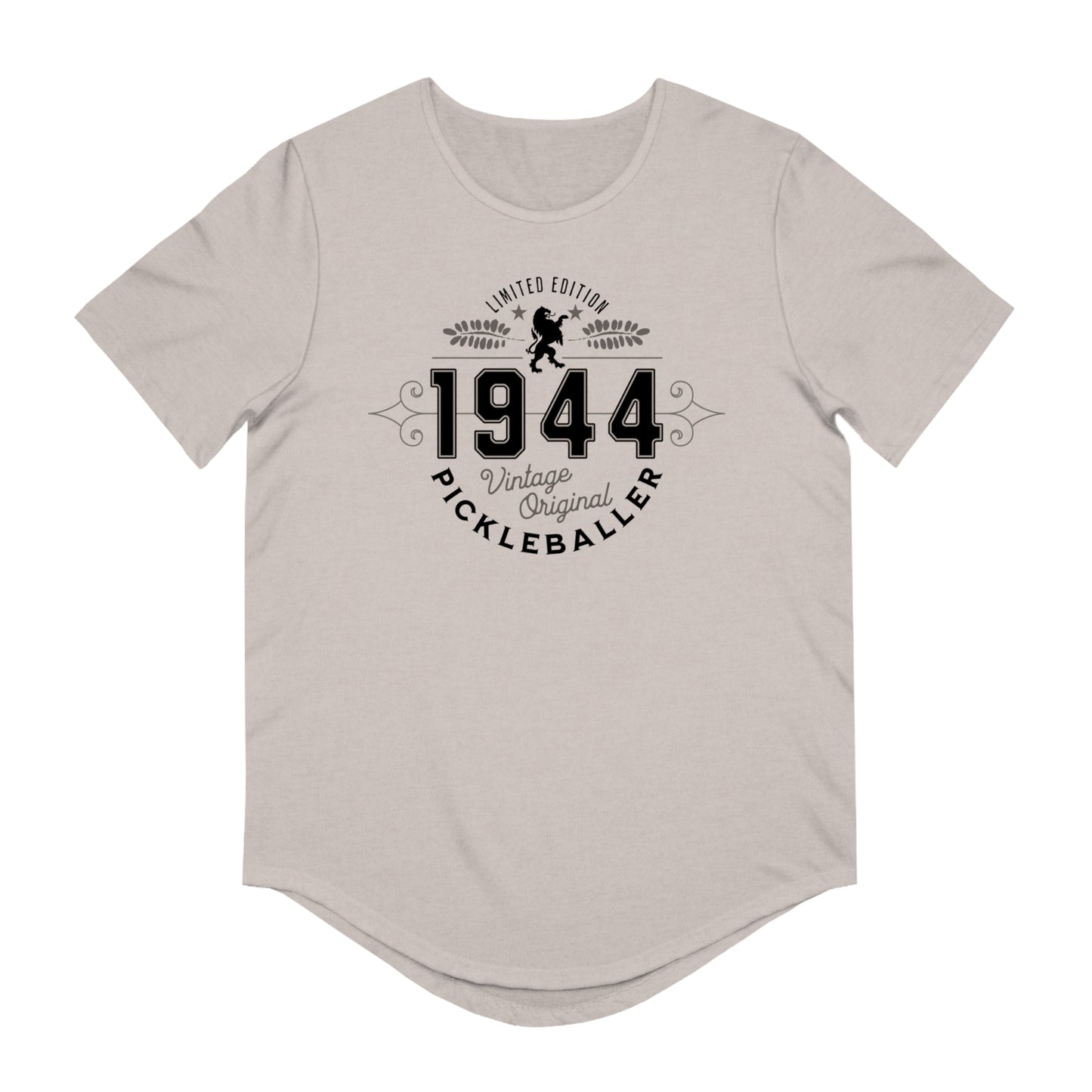 VINTAGE PICKLEBALLER 1944 (FRONT & BACK) - Men's Curved-Hem Jersey T-Shirt