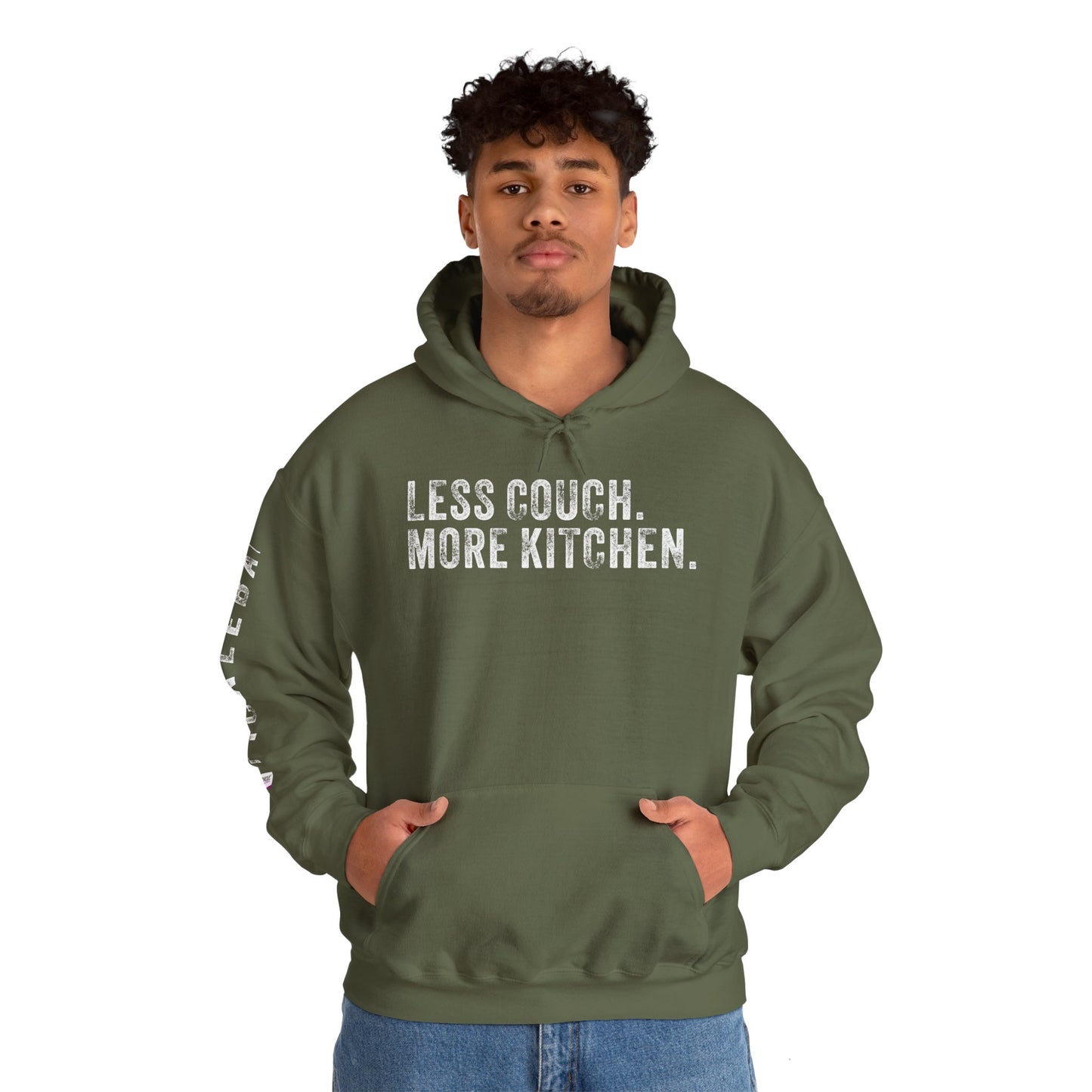 LESS COUCH. MORE KITCHEN, Unisex Heavy Blend™ Hooded Sweatshirt