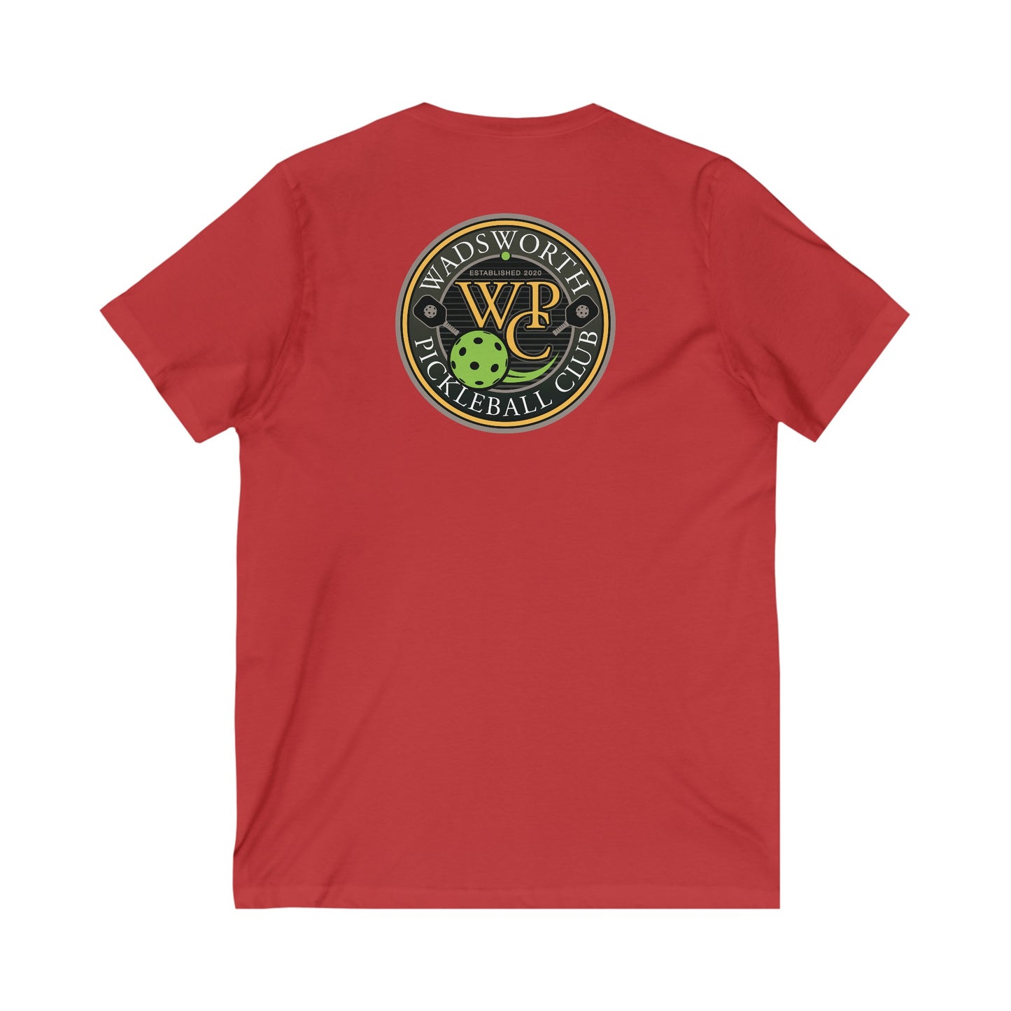 WPC COLOR VERTICAL LOGO (FRONT & LOGO BACK) - Unisex Jersey Short Sleeve V-Neck Tee