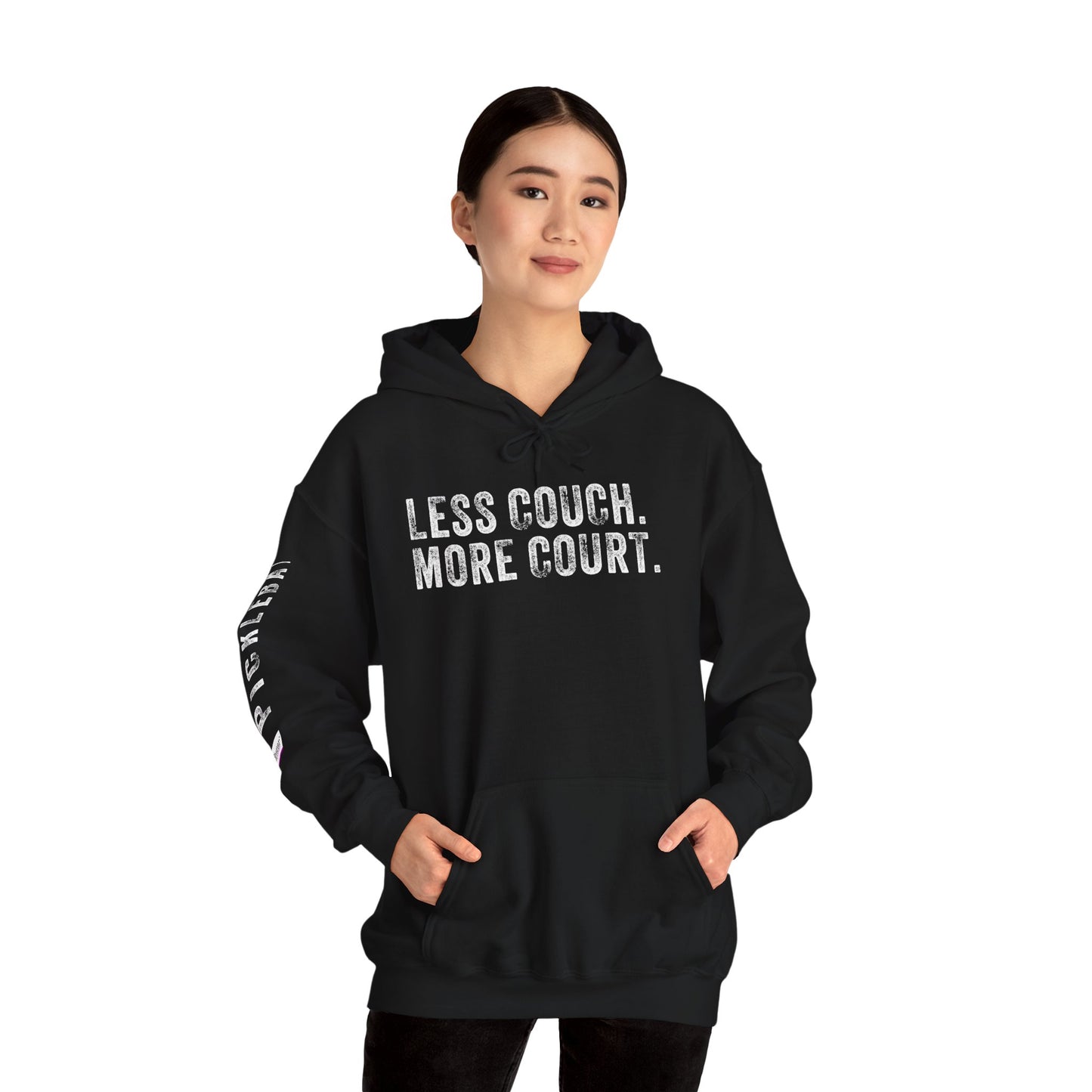 LESS COUCH. MORE COURT., Unisex Heavy Blend™ Hooded Sweatshirt