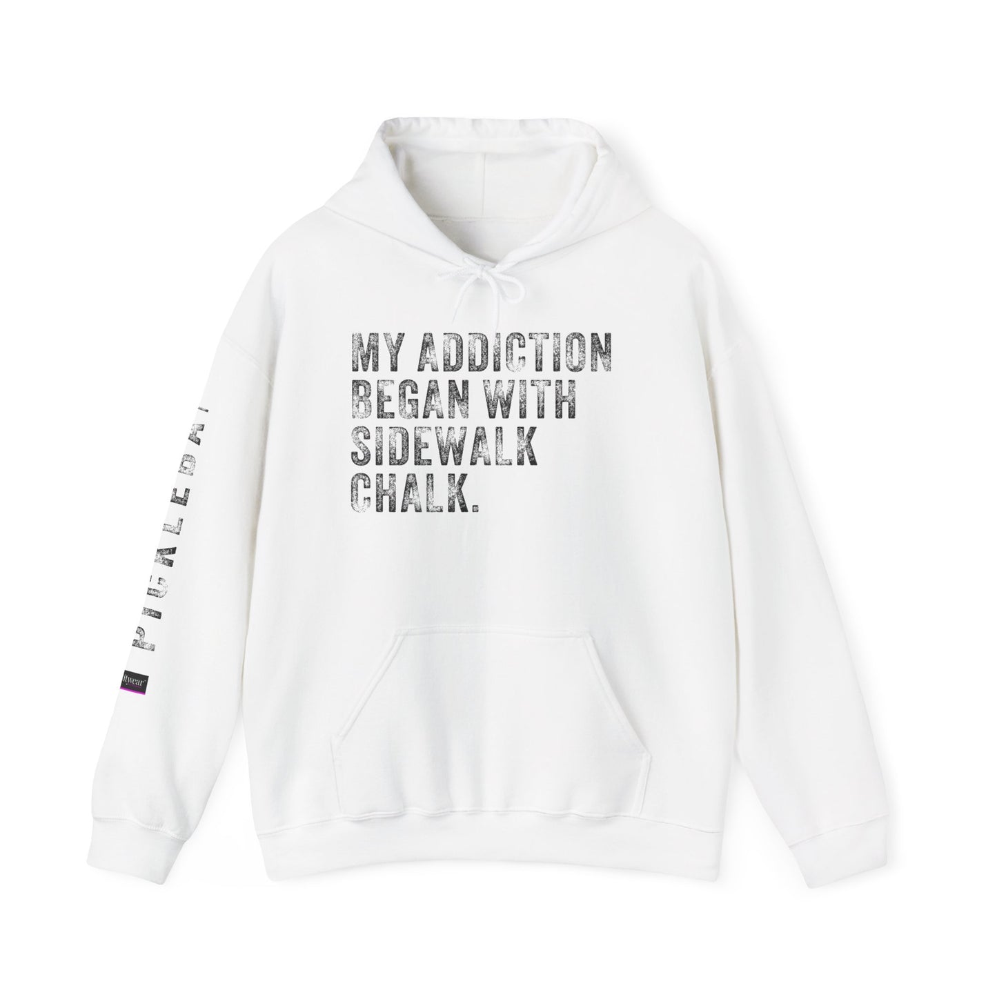 MY ADDICTION BEGAN WITH SIDEWALK CHALK, Unisex Heavy Blend™ Hooded Sweatshirt