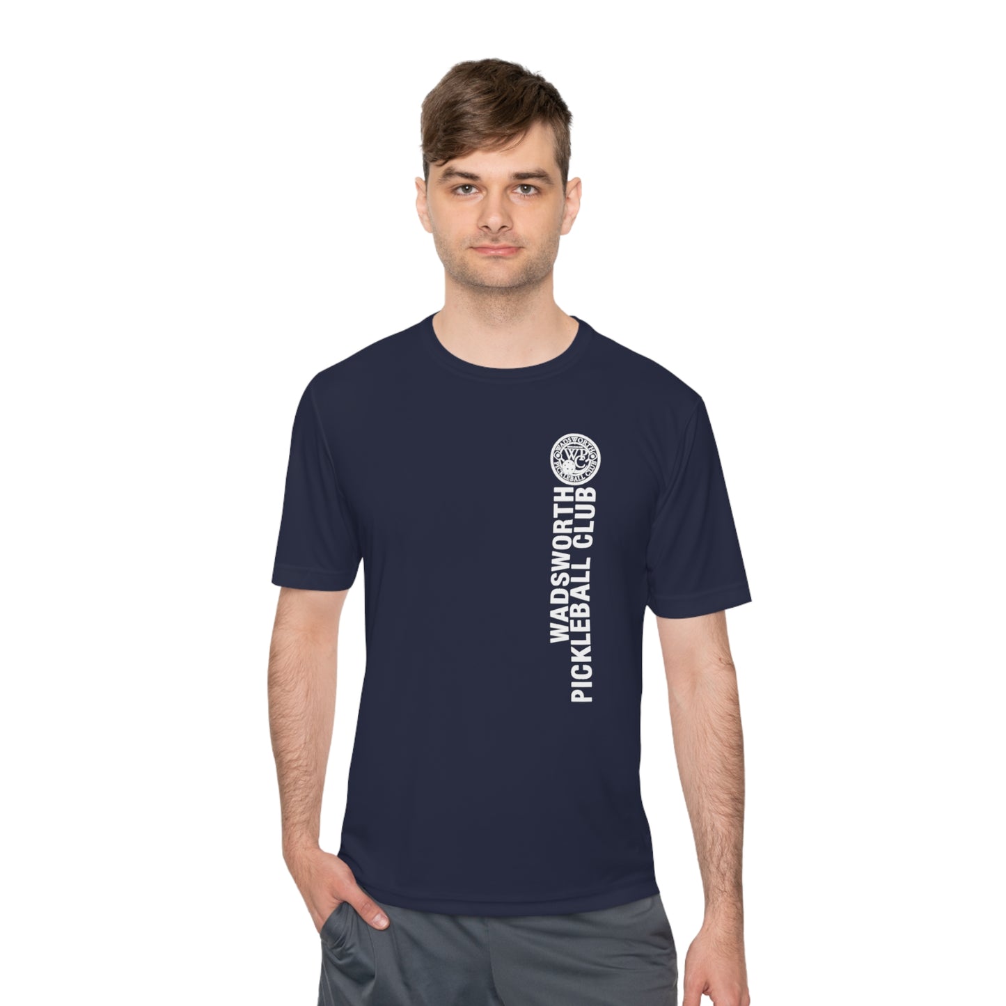 WPC WHITE-GRAY VERTICAL LOGO SPORT-TEK (FRONT & LOGO BACK) - Unisex Moisture Wicking Tee