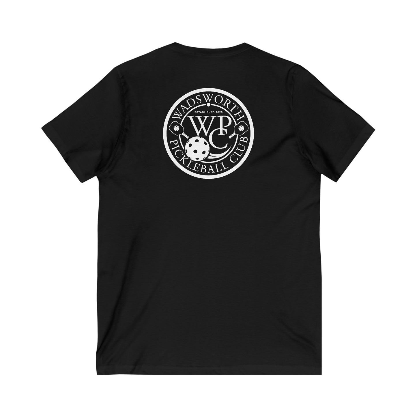 WPC WHITE-BLACK VERTICAL LOGO (FRONT & LOGO BACK) - Unisex Jersey Short Sleeve V-Neck Tee