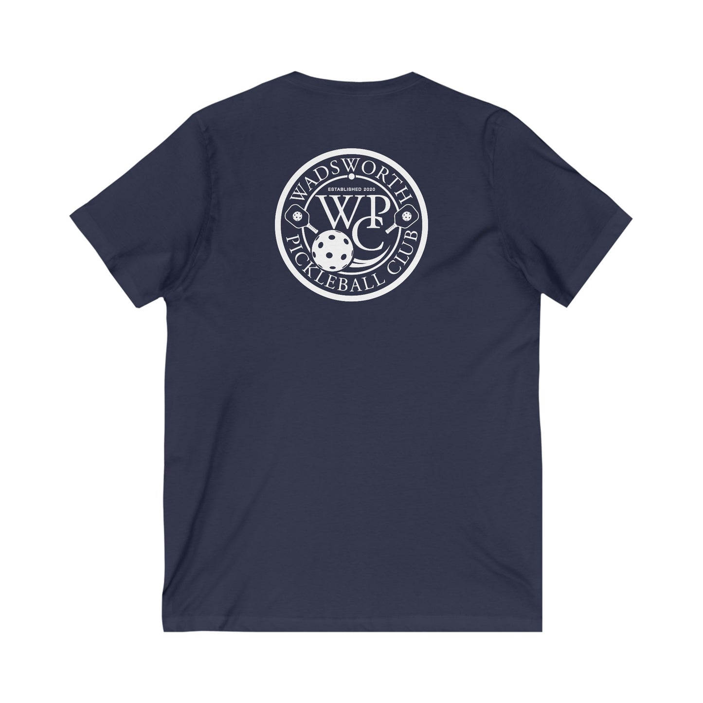 WPC WHITE-BLACK VERTICAL LOGO (FRONT & LOGO BACK) - Unisex Jersey Short Sleeve V-Neck Tee