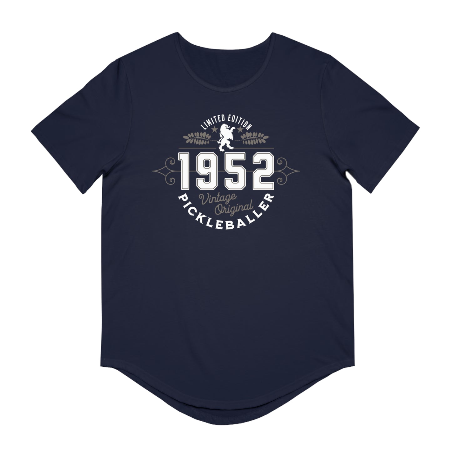 VINTAGE PICKLEBALLER 1952 (FRONT & BACK) - Men's Curved-Hem Jersey T-Shirt