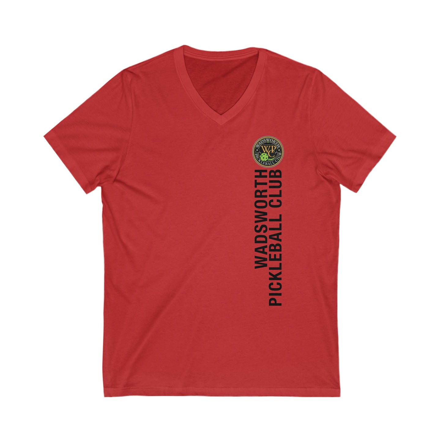 WPC COLOR VERTICAL LOGO (FRONT & LOGO BACK) - Unisex Jersey Short Sleeve V-Neck Tee