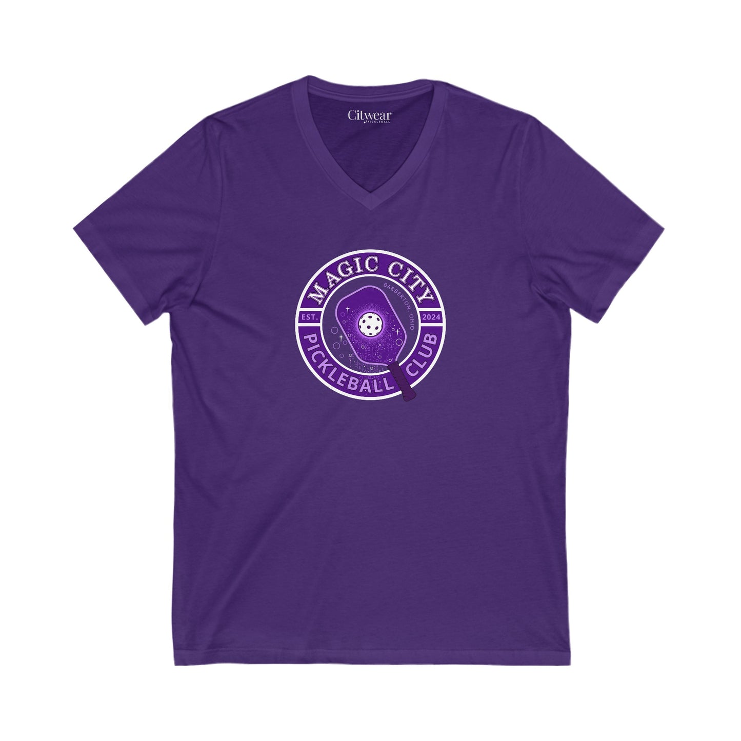 MCPC CIRCULAR LOGO (FRONT & PICKLEBALL BACK) - Unisex Jersey Short Sleeve V-Neck Tee