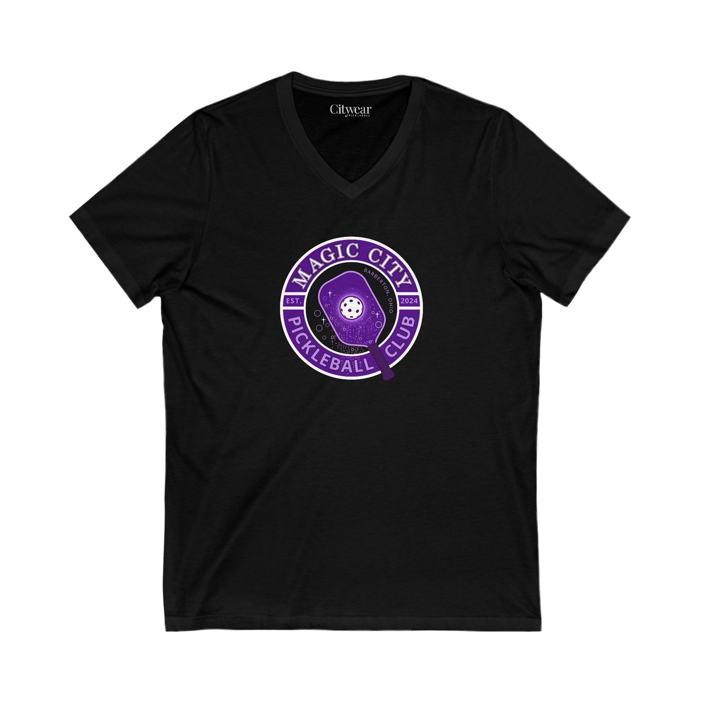 MCPC CIRCULAR LOGO (FRONT & PICKLEBALL BACK) - Unisex Jersey Short Sleeve V-Neck Tee