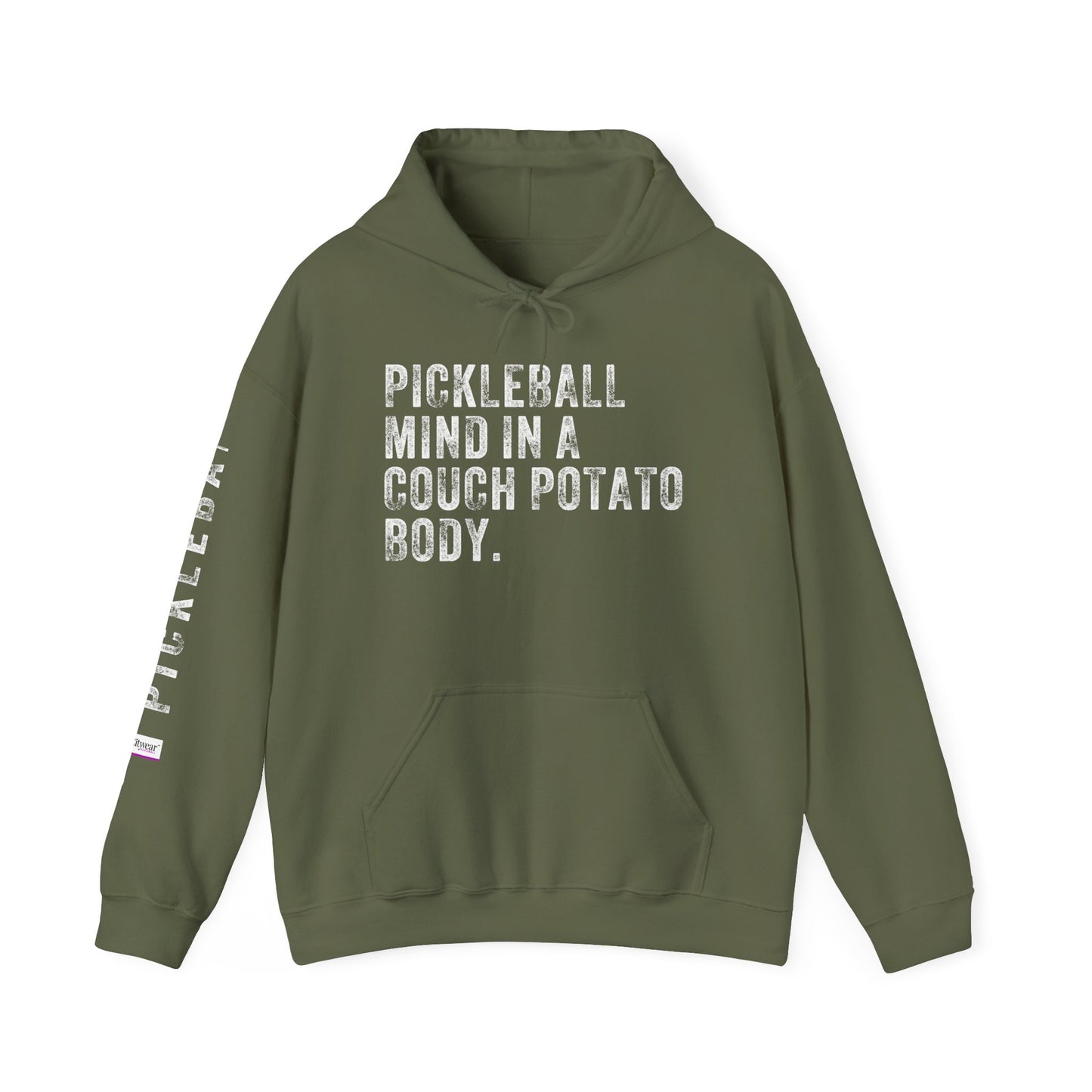 PICKLEBALL MIND IN A COUCH POTATO BODY, Unisex Heavy Blend™ Hooded Sweatshirt