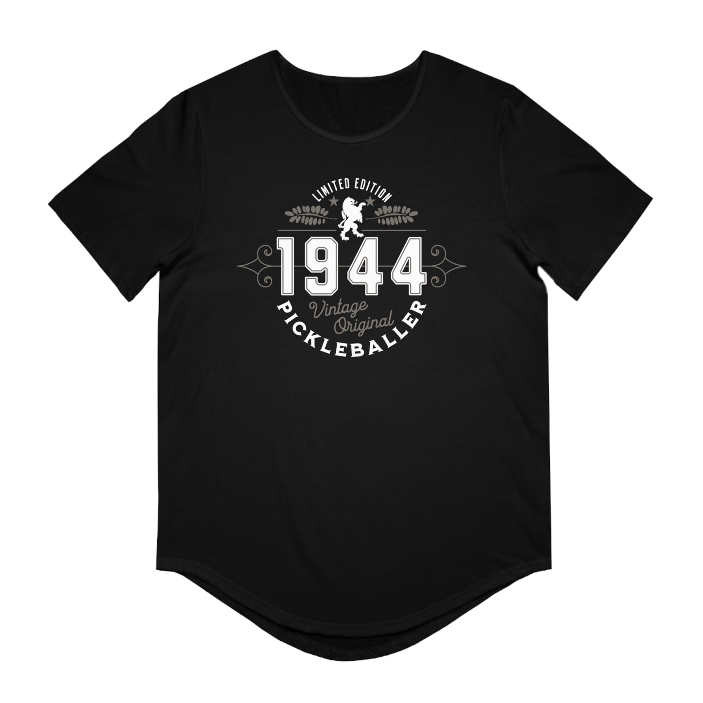 VINTAGE PICKLEBALLER 1944 (FRONT & BACK) - Men's Curved-Hem Jersey T-Shirt