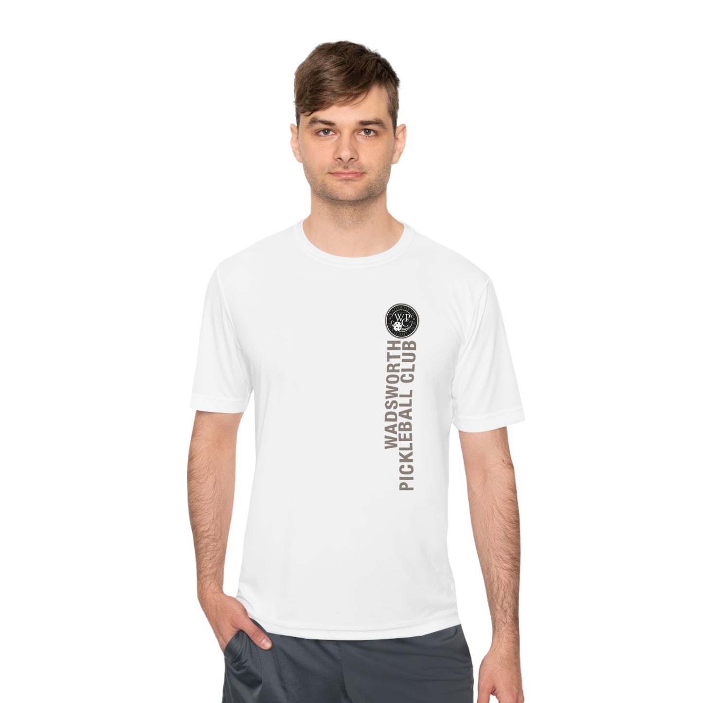WPC WHITE-GRAY VERTICAL LOGO SPORT-TEK (FRONT & LOGO BACK) - Unisex Moisture Wicking Tee