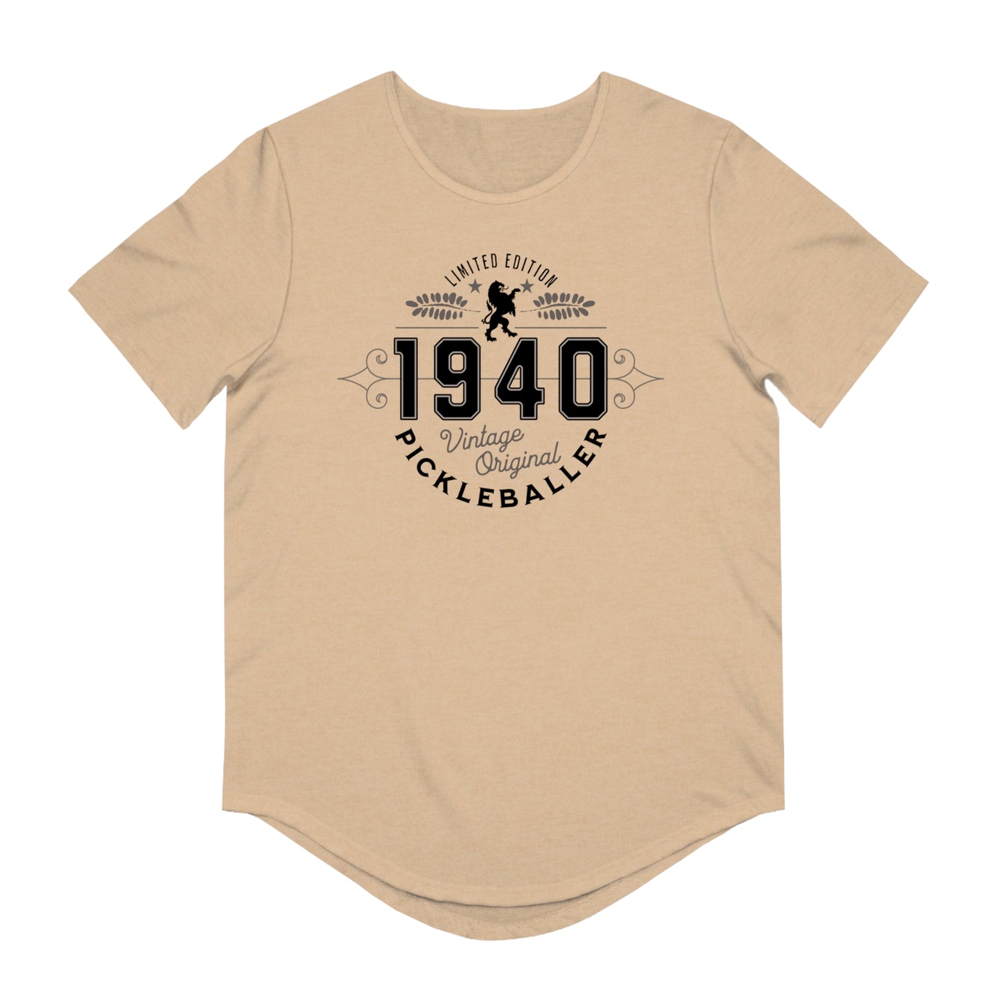 VINTAGE PICKLEBALLER 1940 (FRONT & BACK) - Men's Curved-Hem Jersey T-Shirt