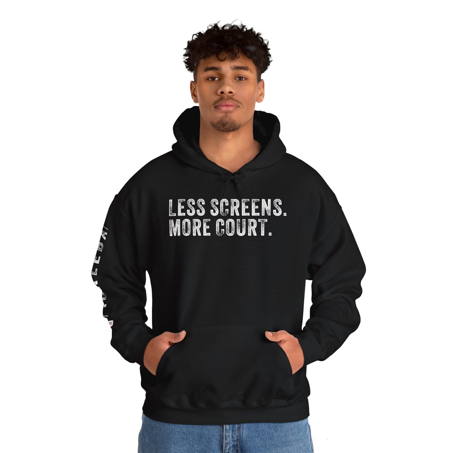 LESS SCREENS. MORE COURT, Unisex Heavy Blend™ Hooded Sweatshirt