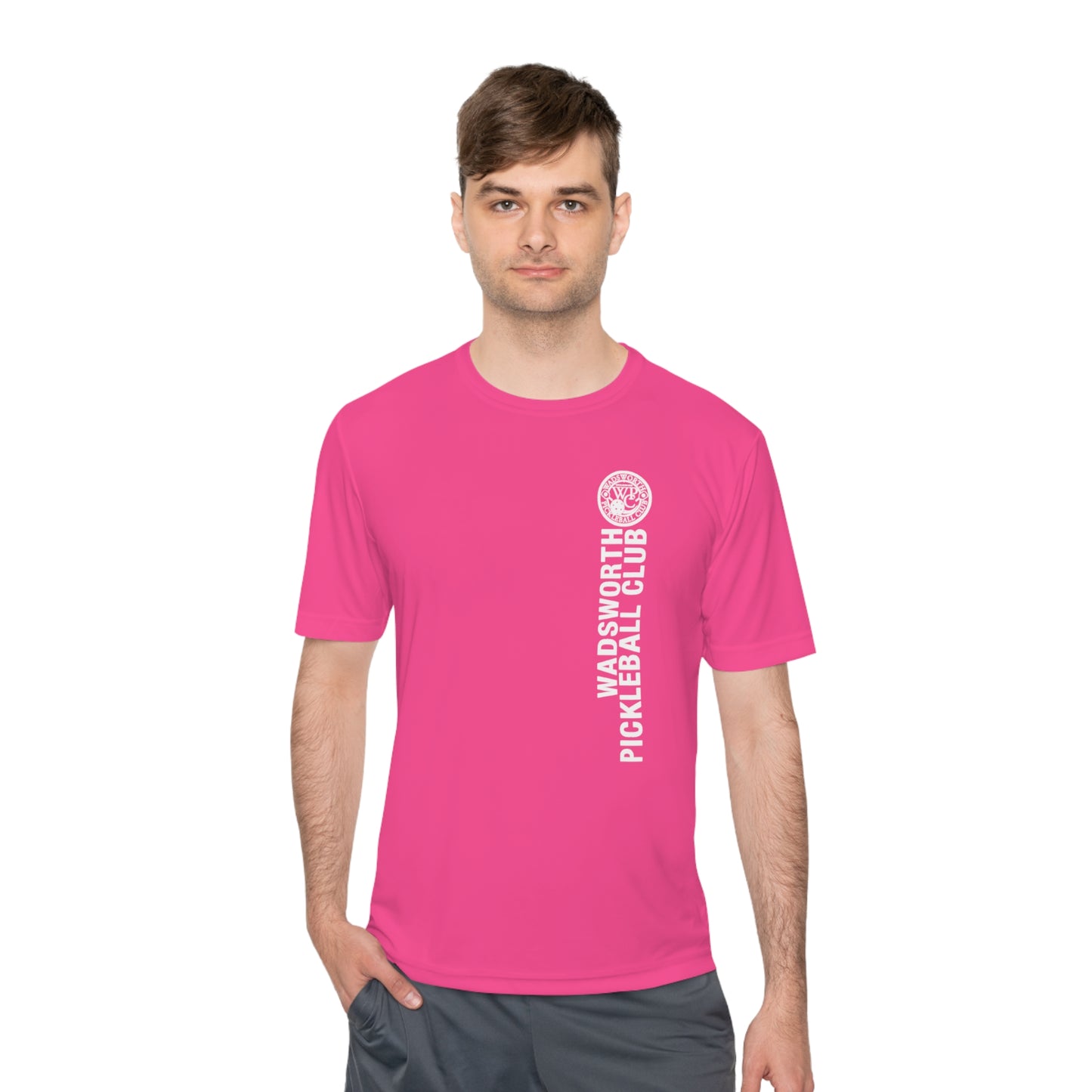 WPC WHITE-GRAY VERTICAL LOGO SPORT-TEK (FRONT & LOGO BACK) - Unisex Moisture Wicking Tee