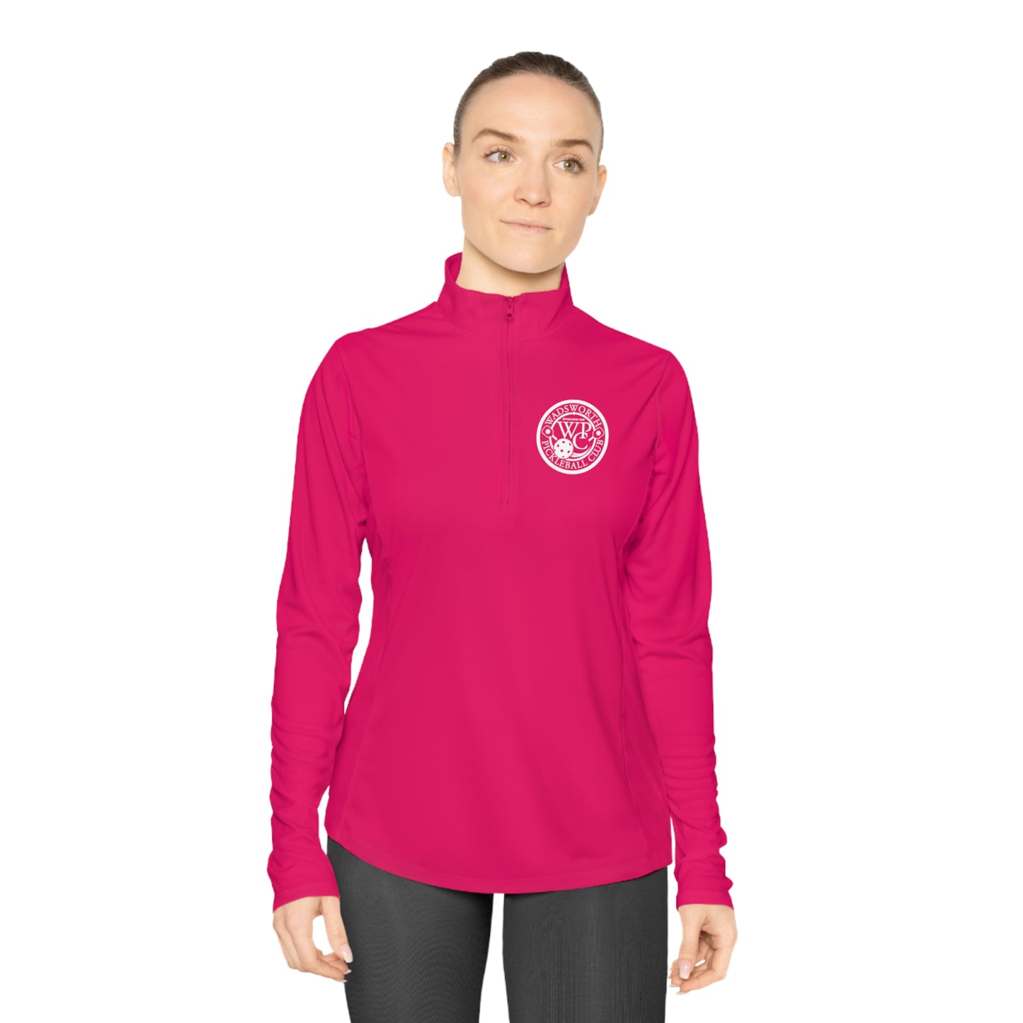 WPC BLACK-WHITE LOGOS LADIES SPORT-TEK (FRONT & BACK) - Ladies Quarter-Zip Pullover