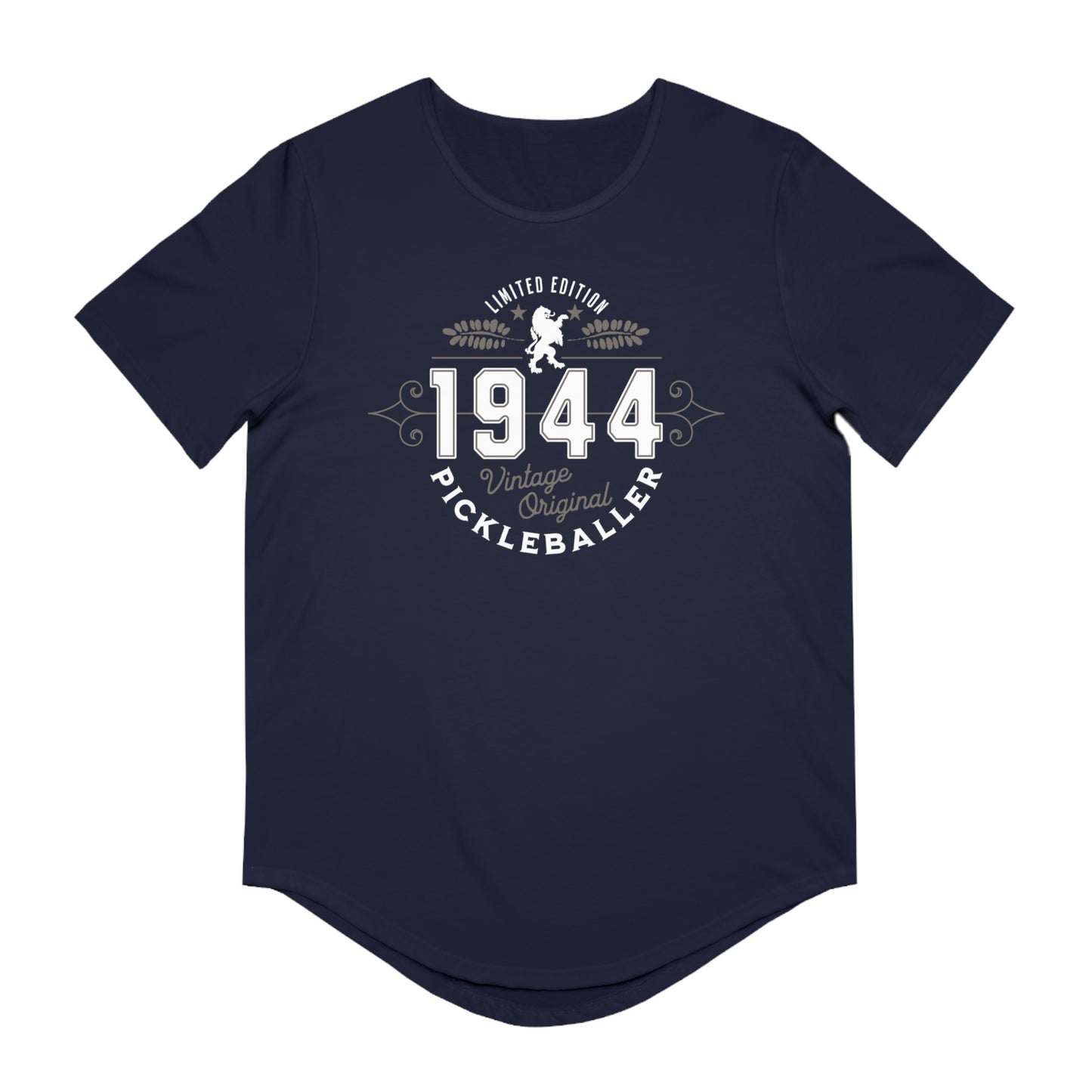 VINTAGE PICKLEBALLER 1944 (FRONT & BACK) - Men's Curved-Hem Jersey T-Shirt
