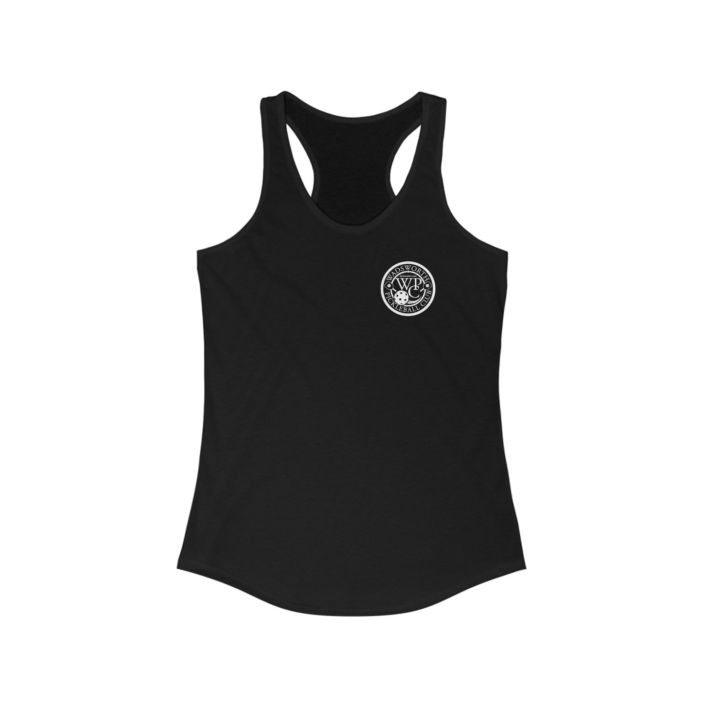 WPC WHITE-BLACK POCKET LOGO (FRONT ONLY) Women's Ideal Racerback Tank