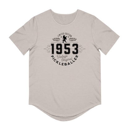 VINTAGE PICKLEBALLER 1953 (FRONT & BACK) - Men's Curved-Hem Jersey T-Shirt