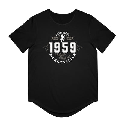 VINTAGE PICKLEBALLER 1959 (FRONT & BACK) - Men's Curved-Hem Jersey T-Shirt