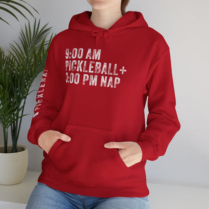9:00 AM PICKLEBALL + 3:00 NAP, Unisex Heavy Blend™ Hooded Sweatshirt