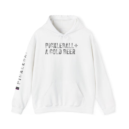 PICKLEBALL + COLD BEER, Unisex Heavy Blend™ Hooded Sweatshirt