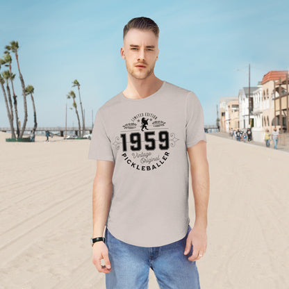 VINTAGE PICKLEBALLER 1959 (FRONT & BACK) - Men's Curved-Hem Jersey T-Shirt