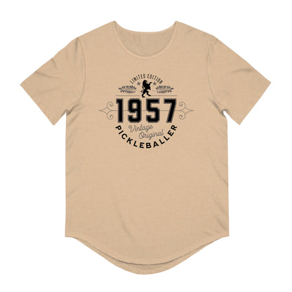 VINTAGE PICKLEBALLER 1957 (FRONT & BACK) - Men's Curved-Hem Jersey T-Shirt