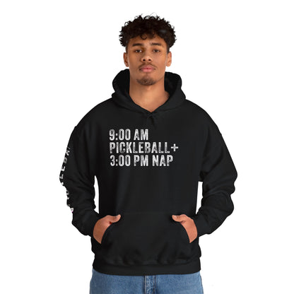 9:00 AM PICKLEBALL + 3:00 NAP, Unisex Heavy Blend™ Hooded Sweatshirt