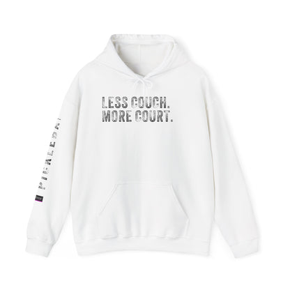LESS COUCH. MORE COURT., Unisex Heavy Blend™ Hooded Sweatshirt