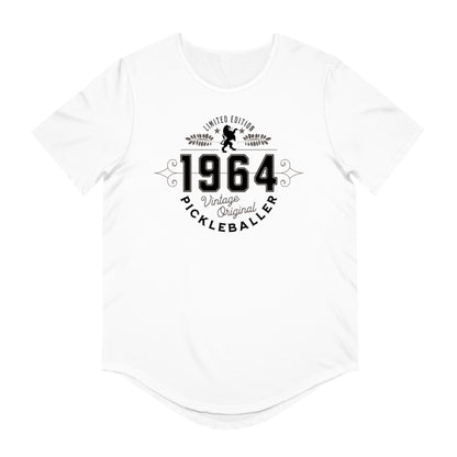 VINTAGE PICKLEBALLER 1964 (FRONT & BACK) - Men's Curved-Hem Jersey T-Shirt