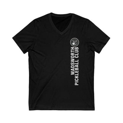 WPC GRAY VERTICAL LOGO  (FRONT &  LOGO BACK) - Unisex Jersey Short Sleeve V-Neck Tee