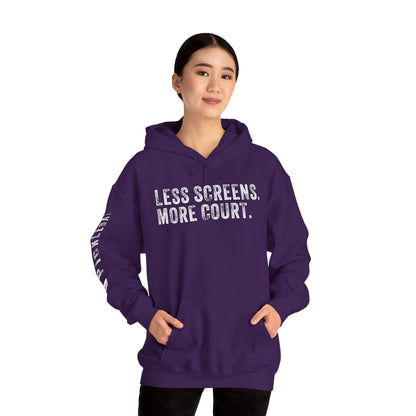 LESS SCREENS. MORE COURT, Unisex Heavy Blend™ Hooded Sweatshirt