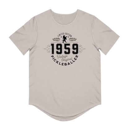 VINTAGE PICKLEBALLER 1959 (FRONT & BACK) - Men's Curved-Hem Jersey T-Shirt