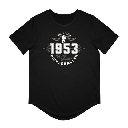 VINTAGE PICKLEBALLER 1953 (FRONT & BACK) - Men's Curved-Hem Jersey T-Shirt
