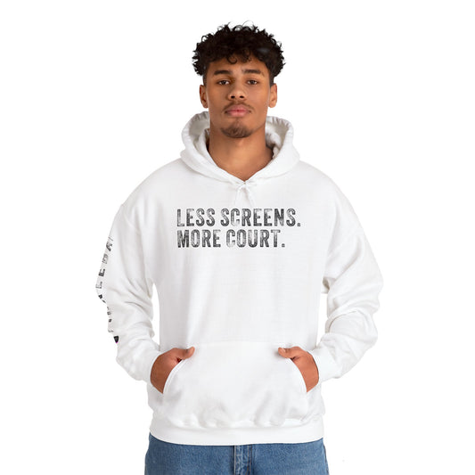 LESS SCREENS. MORE COURT, Unisex Heavy Blend™ Hooded Sweatshirt