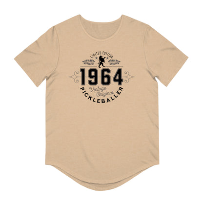 VINTAGE PICKLEBALLER 1964 (FRONT & BACK) - Men's Curved-Hem Jersey T-Shirt