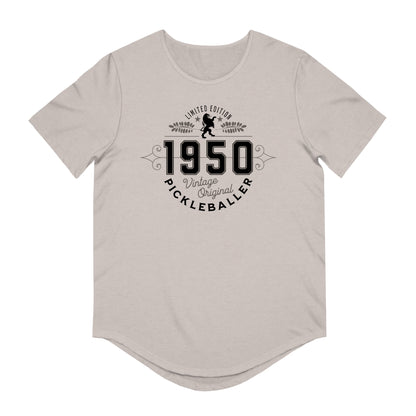 VINTAGE PICKLEBALLER 1950 (FRONT & BACK) - Men's Curved-Hem Jersey T-Shirt