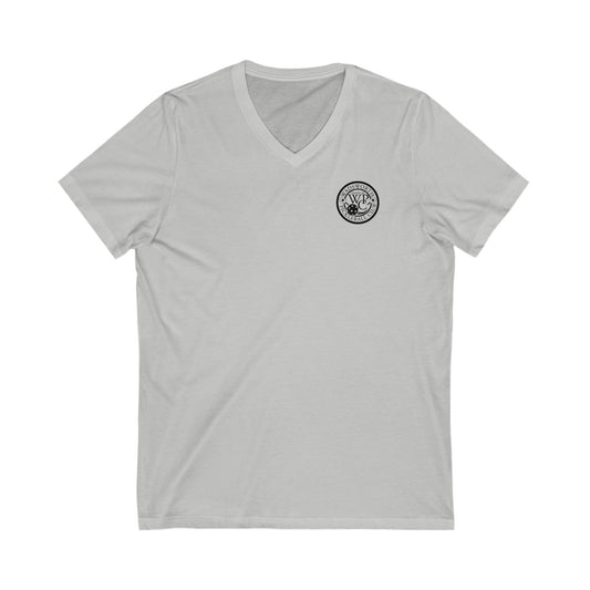 WPC WHITE-BLACK POCKET LOGO  (FRONT ONLY) - Unisex Jersey Short Sleeve V-Neck Tee