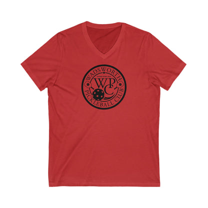 WPC WHITE-BLACK LOGO  (FRONT ONLY) - Unisex Jersey Short Sleeve V-Neck Tee