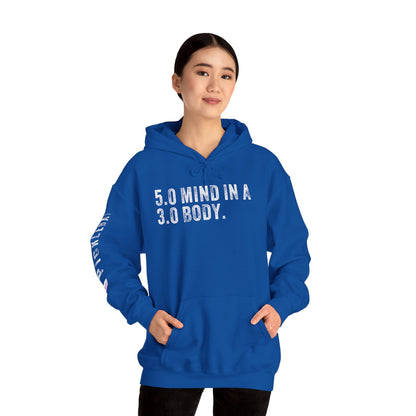 5.0 MIND IN A 3.0 BODY, Unisex Heavy Blend™ Hooded Sweatshirt