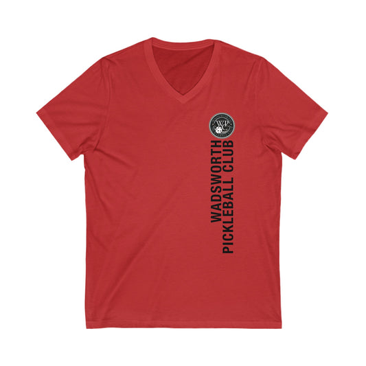 WPC GRAY VERTICAL LOGO  (FRONT &  LOGO BACK) - Unisex Jersey Short Sleeve V-Neck Tee