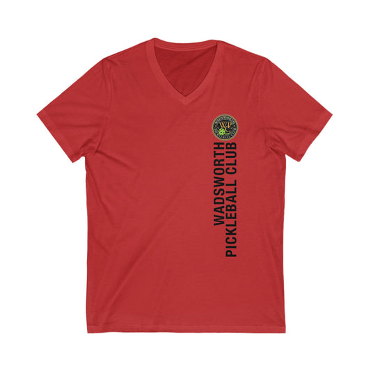 WPC COLOR VERTICAL LOGO  (FRONT &  LOGO BACK) - Unisex Jersey Short Sleeve V-Neck Tee