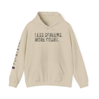 LESS SCREENS. MORE COURT, Unisex Heavy Blend™ Hooded Sweatshirt