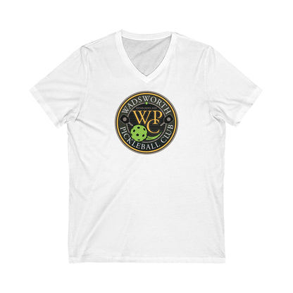 WPC COLOR LOGO V-NECK (FRONT & PICKLEBALL BACK) - Unisex Jersey Short Sleeve V-Neck Tee